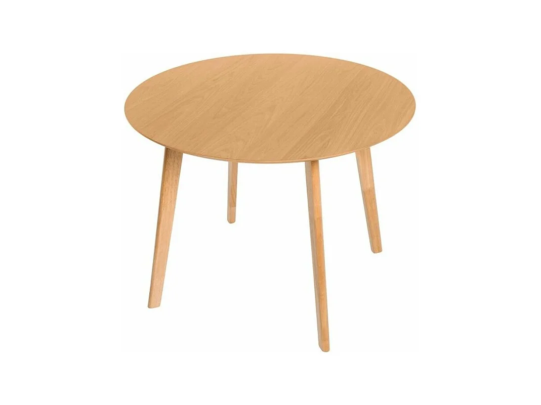 Table à manger ronde bois d'hévéa avec placage chêne Askin 100cm