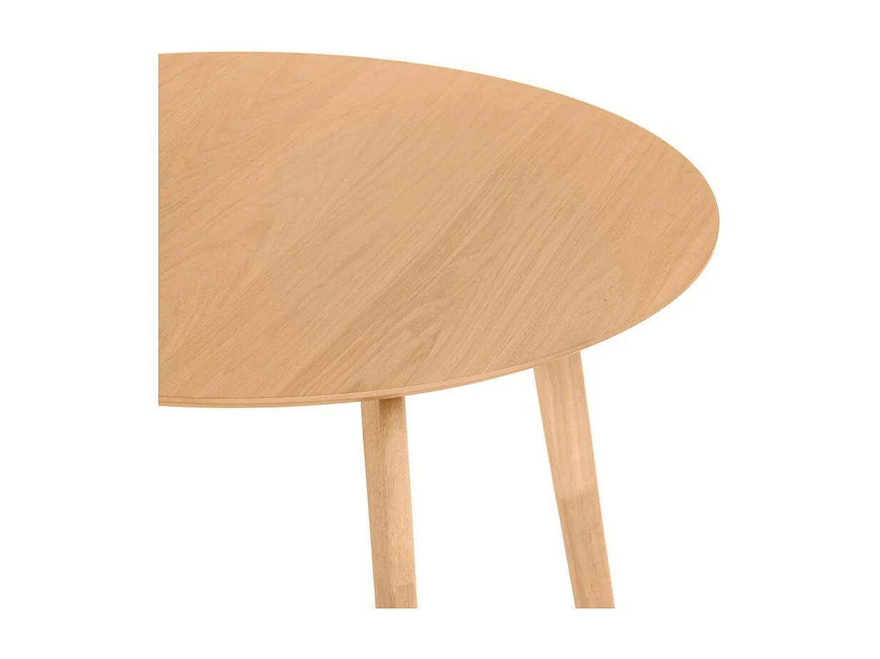 Table à manger ronde bois d'hévéa avec placage chêne Askin 100cm