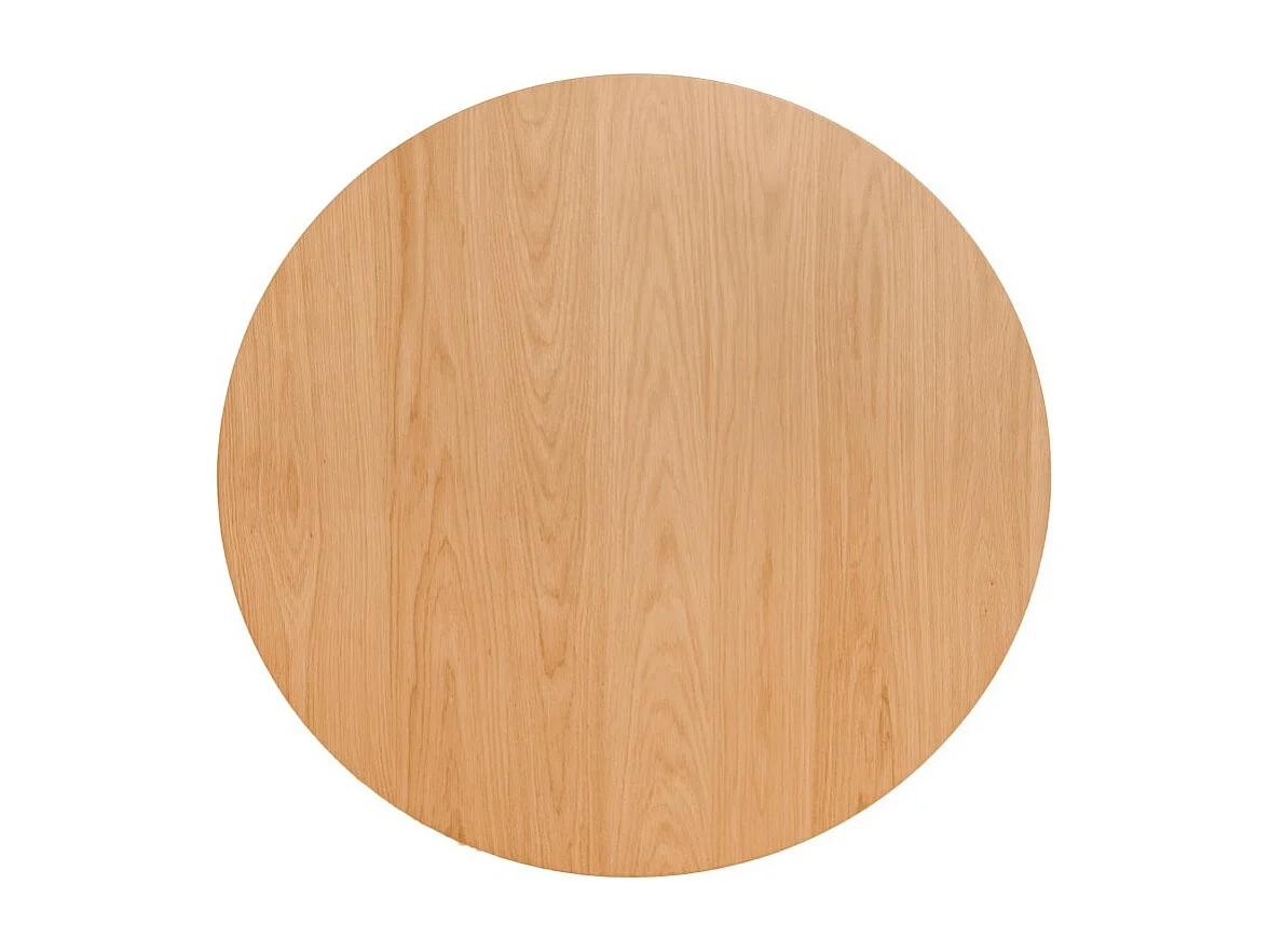Table à manger ronde bois d'hévéa avec placage chêne Askin 100cm