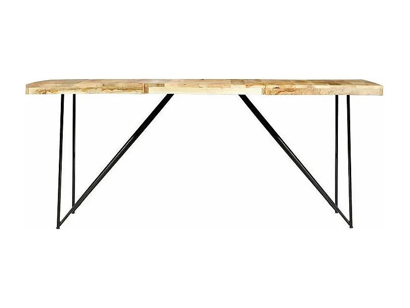 Table à manger manguier massif clair et pieds métal noir Neral 180cm