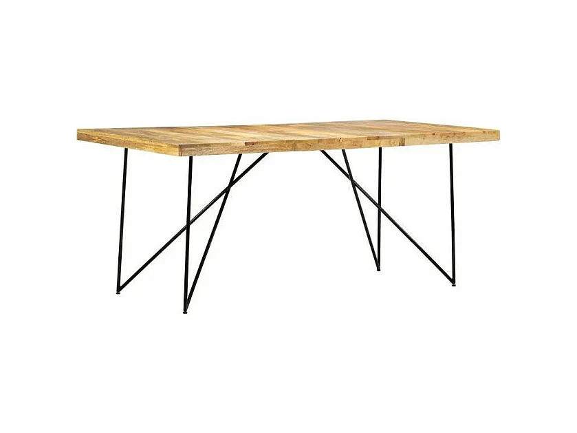Table à manger manguier massif clair et pieds métal noir Neral 180cm