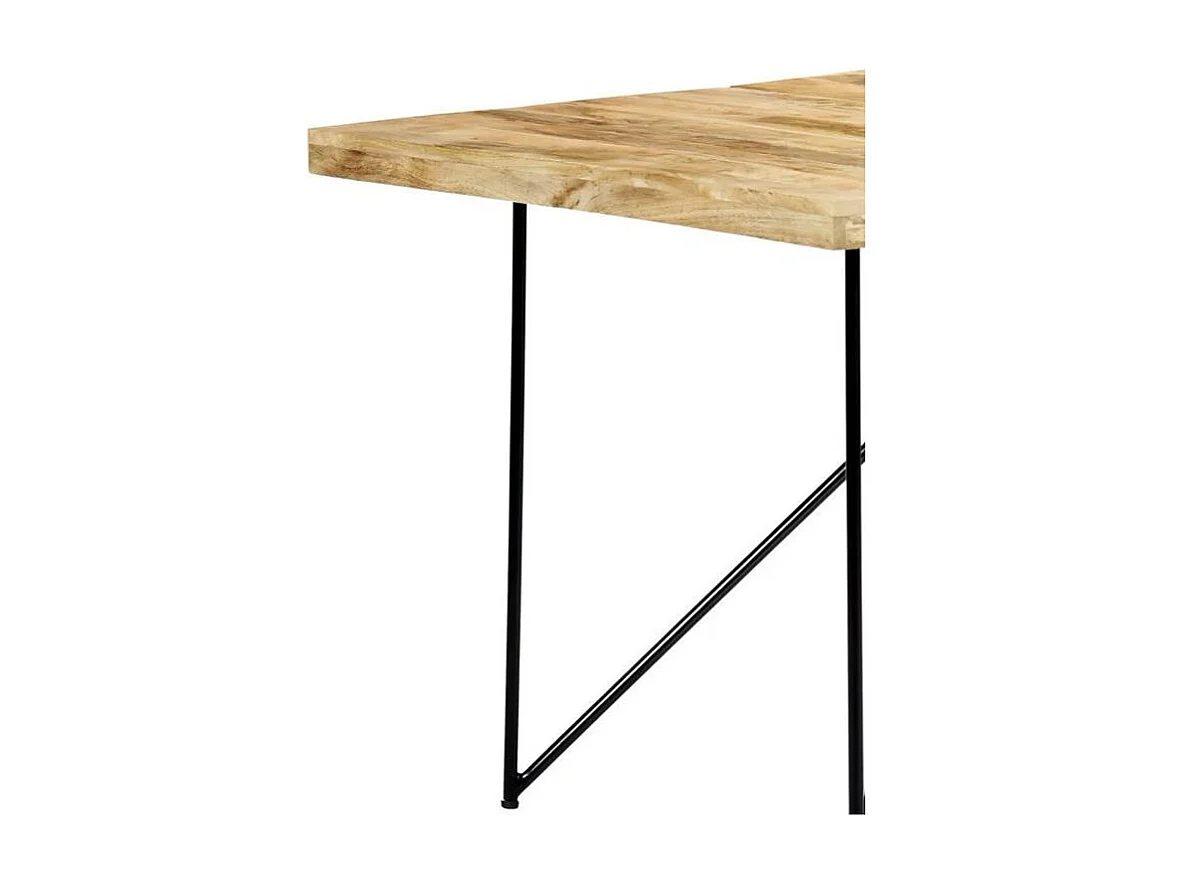 Table à manger manguier massif clair et pieds métal noir Neral 180cm