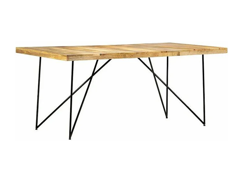 Table à manger manguier massif clair et pieds métal noir Neral 180cm