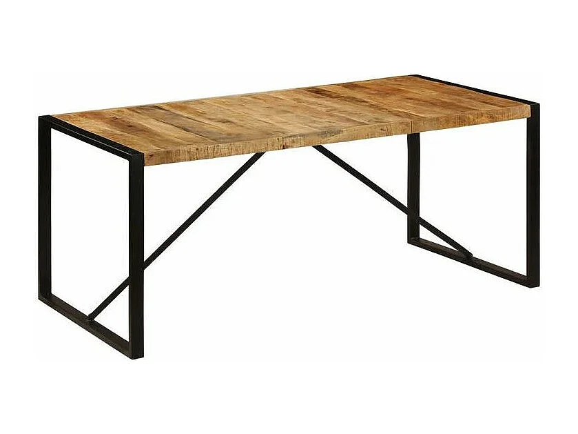 Table à manger manguier massif clair et pieds métal noir Tota 180cm