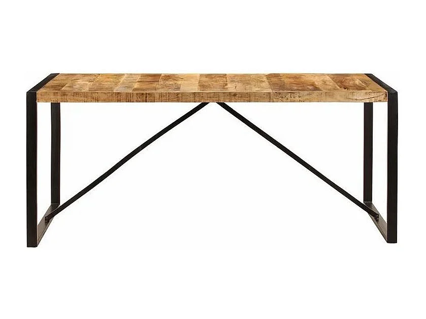 Table à manger manguier massif clair et pieds métal noir Tota 180cm