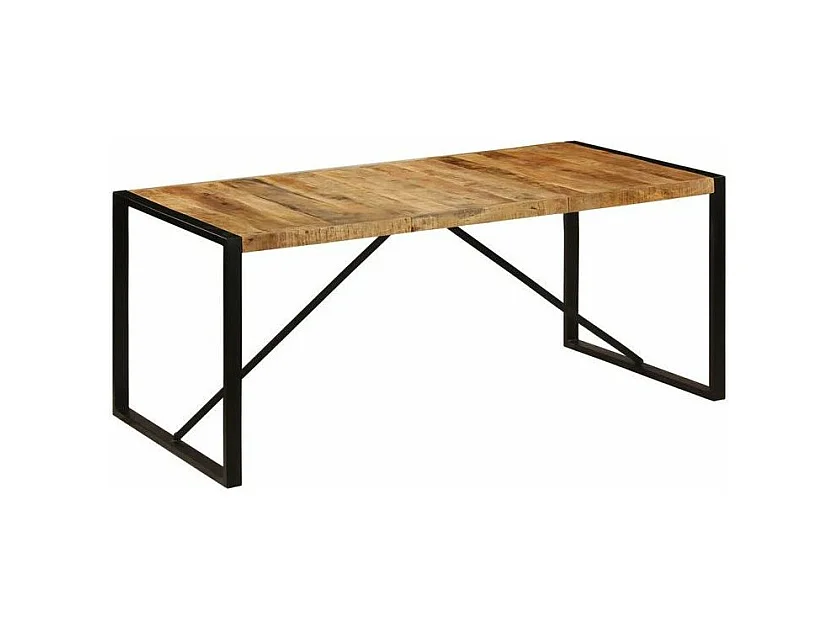 Table à manger manguier massif clair et pieds métal noir Tota 180cm