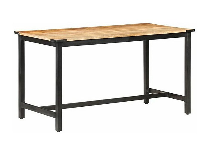 Table à manger manguier massif clair et pieds métal noir Rezon 140cm