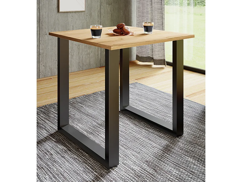 Dining table Xona Black / Honey oak H. 76 x W. 80 x D. 80 cm