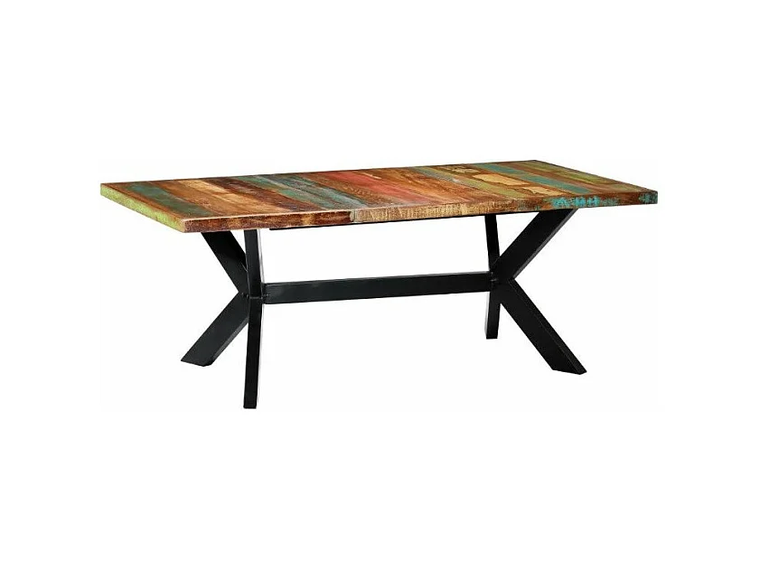 Table bois massif recyclé et pieds métal noir Maxi 200cm