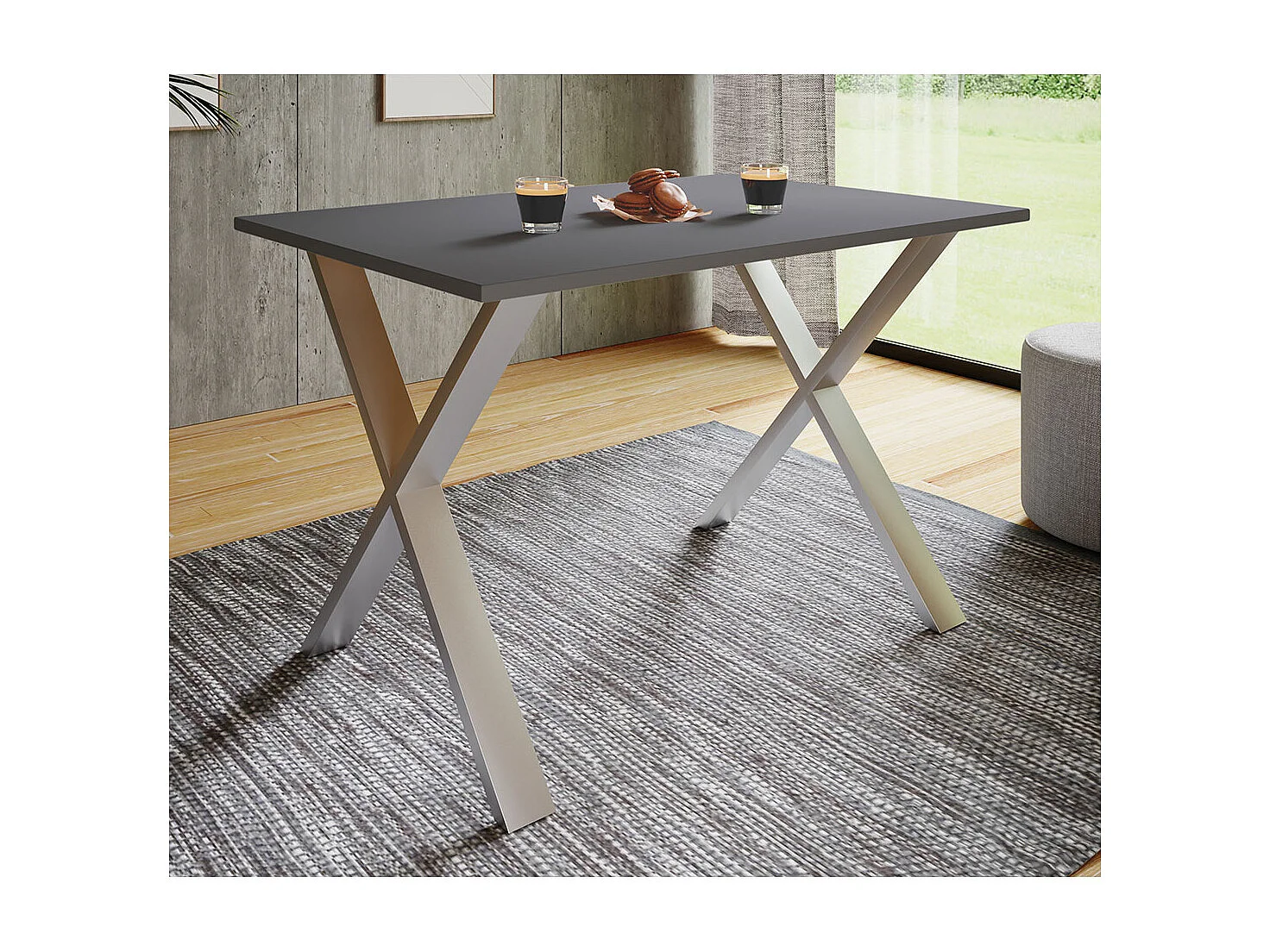 Dining table Xona Silver / Anthracite H. 76 x W. 110 x D. 50 cm