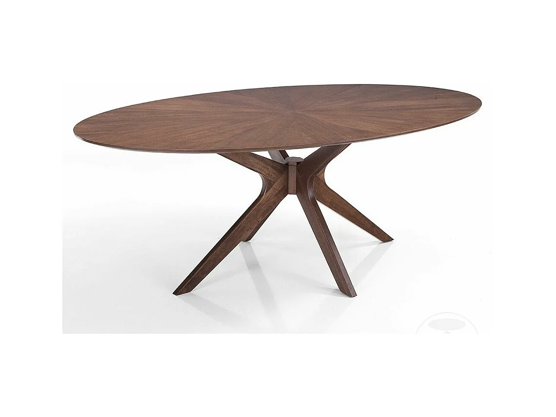 Table ovale en bois massif et bois MDF noyer Tahina L 190cm