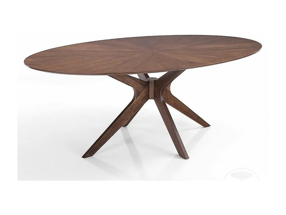Table ovale en bois massif et bois MDF noyer Tahina L 190cm