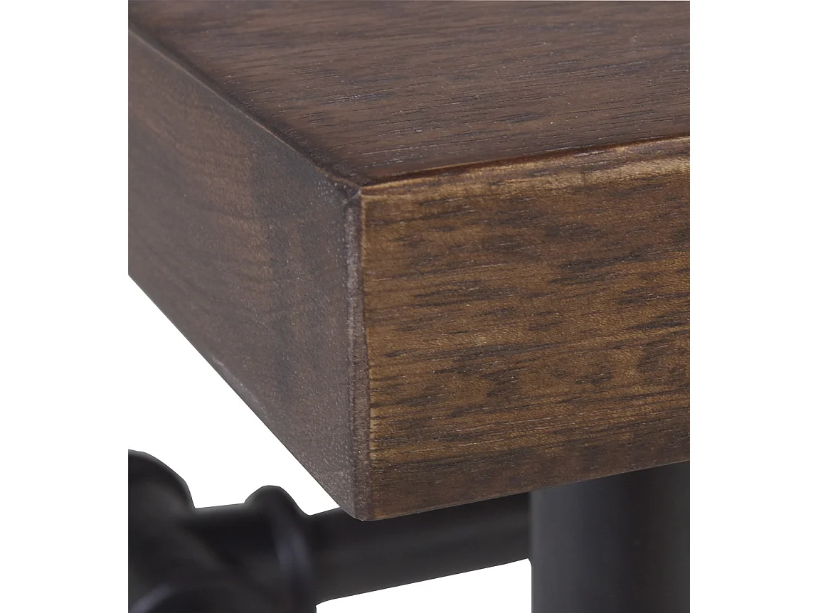 Mesa de comedor industrial regulable en altura hierro negro y madera de mango marrón Kouba 160 cm