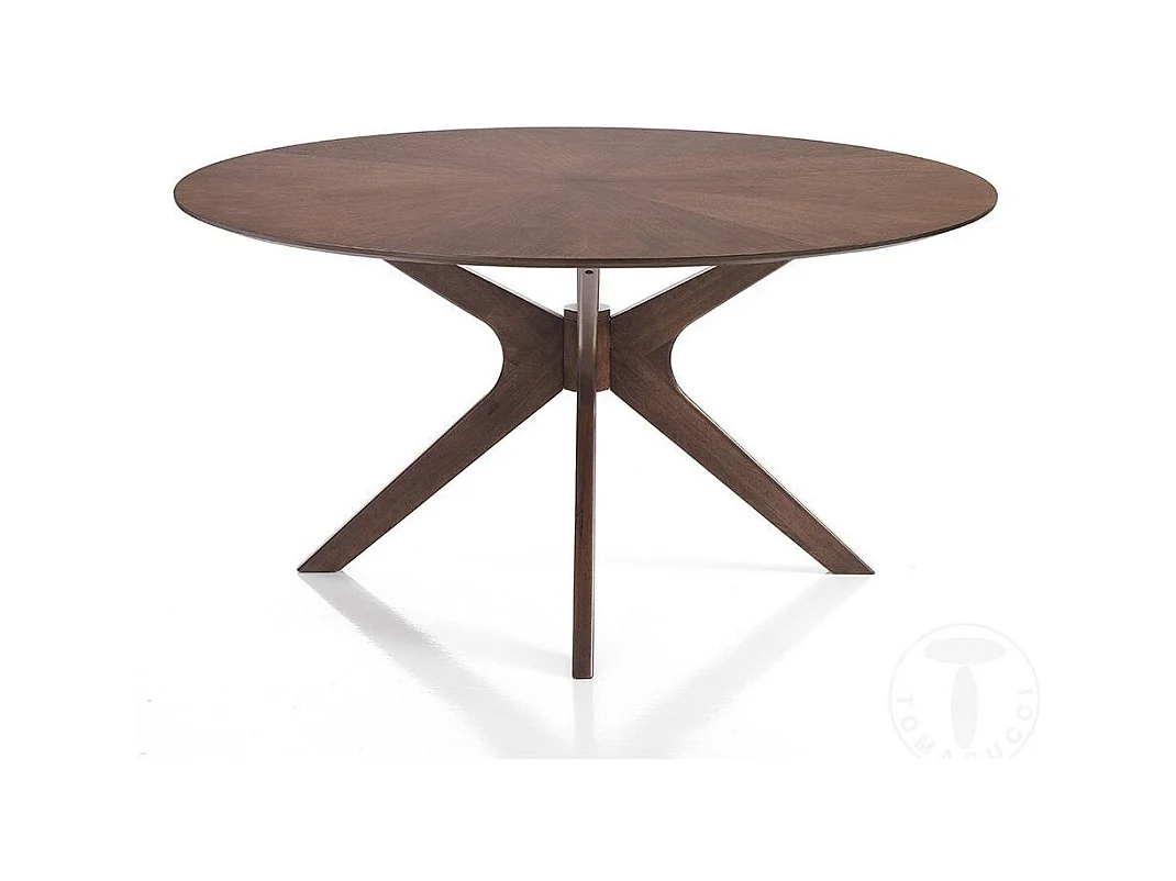 Table rond en bois massif et bois MDF noyer Tahina D 137cm