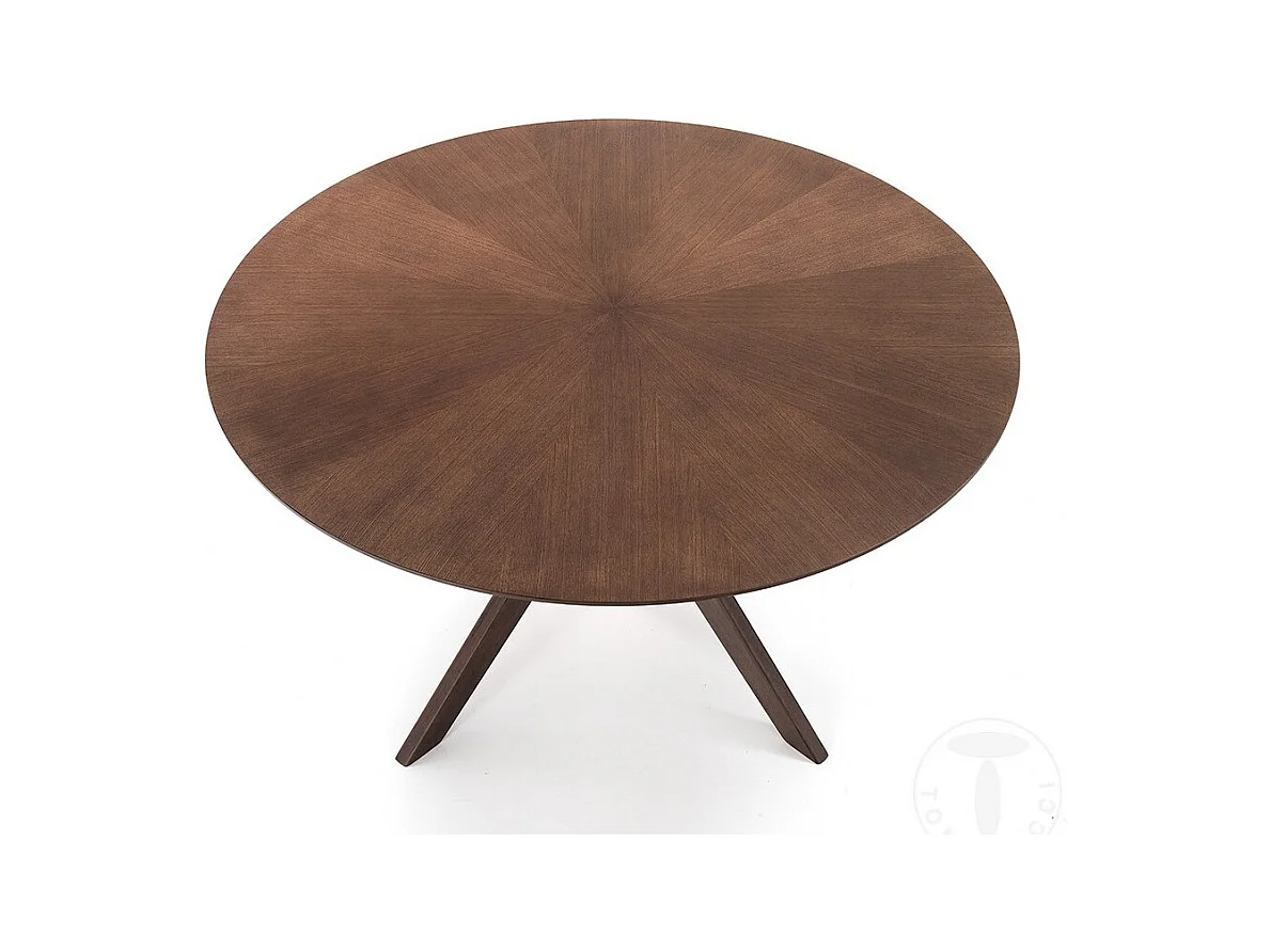Table rond en bois massif et bois MDF noyer Tahina D 137cm