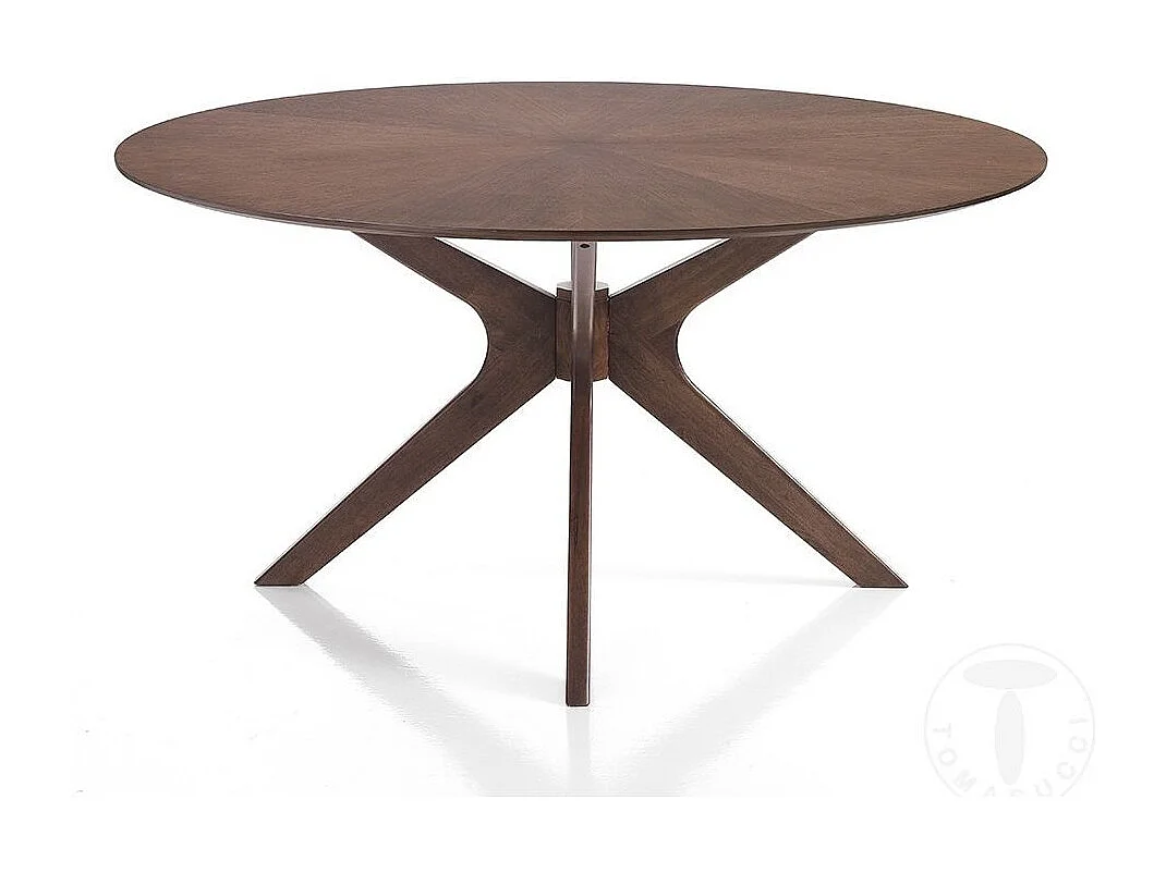 Table rond en bois massif et bois MDF noyer Tahina D 137cm