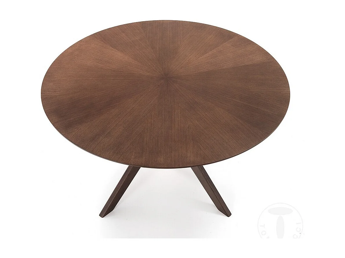 Table rond en bois massif et bois MDF noyer Tahina D 137cm