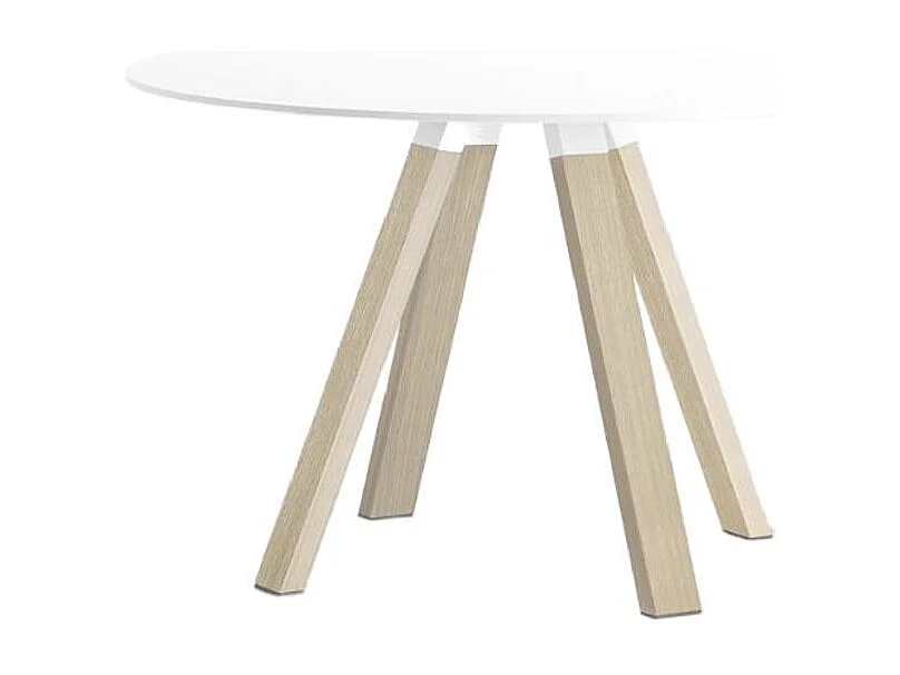 Table ronde design en bois et pieds en chêne massif naturel Bipola-Couleur Noir-Diamètre 109 cm