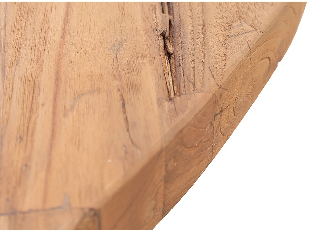 Table à manger ronde en bois massif naturel de teck Vikale Ø160cm
