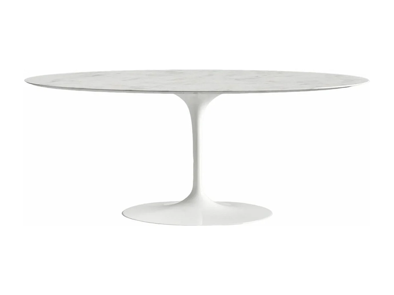 Table tulipe ovale en marbre Haute de gamme-Plateau Marbre verde alpi-Largeur 220 cm-Piètement Noir brillant