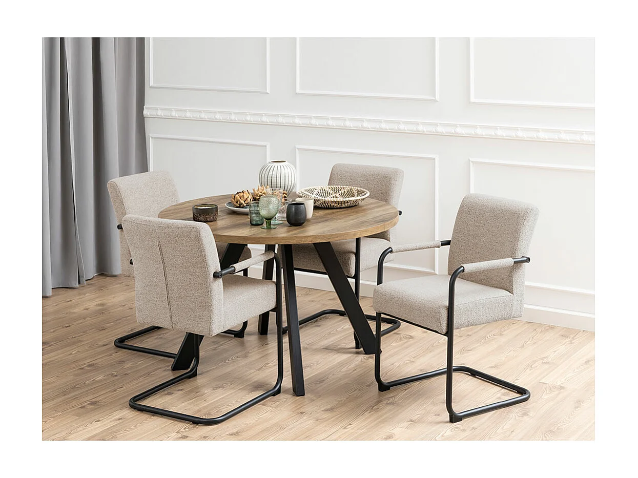 Zalida table de salle à manger Ø120cm, 210cm extensible naturel.