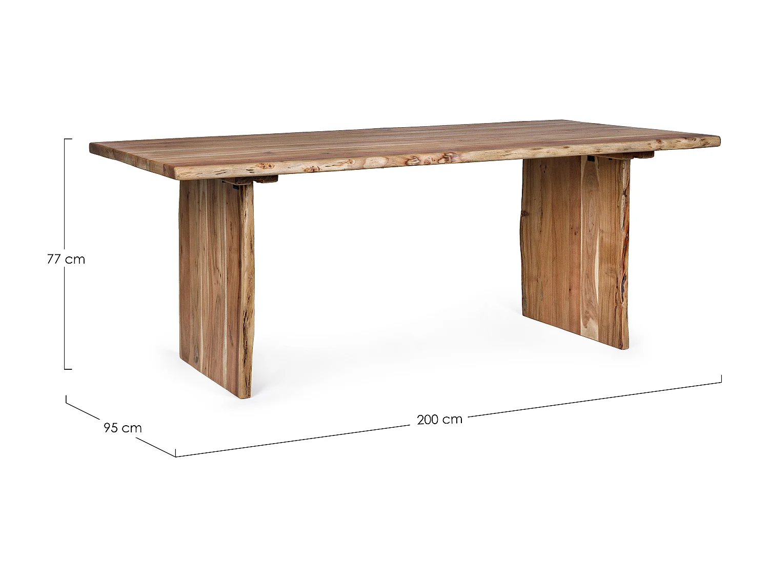 Table à manger en bois d'acacia bois clair Adria 200cm