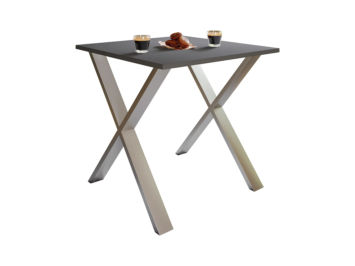Dining table Xona Silver / Anthracite H. 76 x W. 80 x D. 50 cm