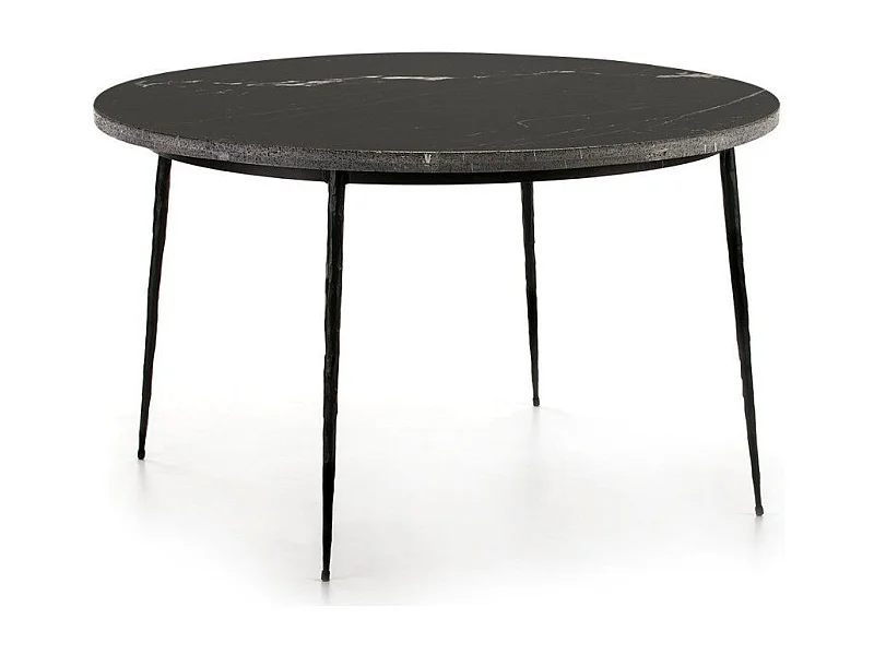 Mesa de cocina redonda de mármol y patas de metal negro D 125 cm
