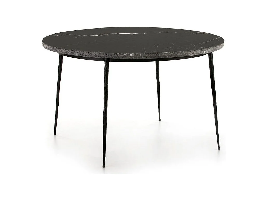 Mesa de cocina redonda de mármol y patas de metal negro D 125 cm