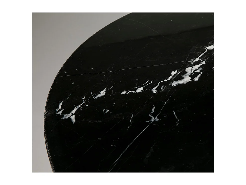 Mesa de cocina redonda de mármol y patas de metal negro D 125 cm