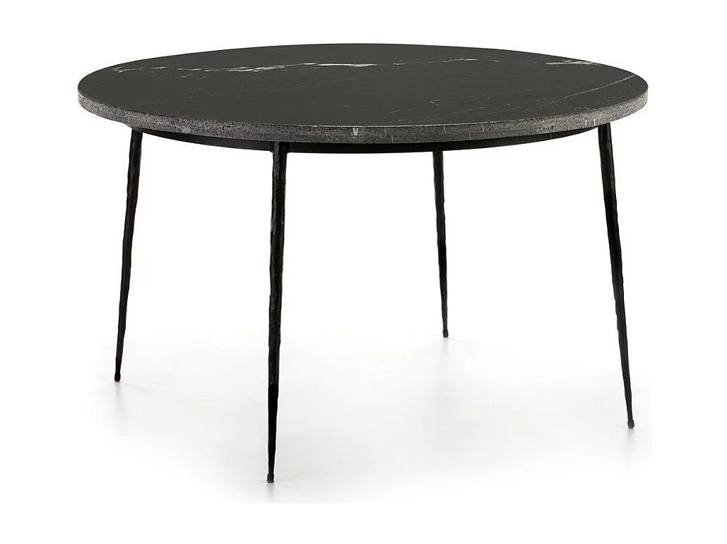 Table de cuisine ronde marbre et pieds métal noir D 125cm