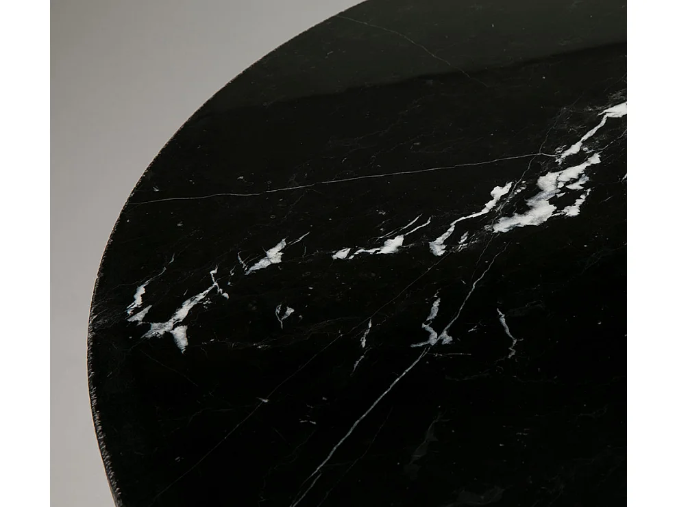 Table de cuisine ronde marbre et pieds métal noir D 125cm