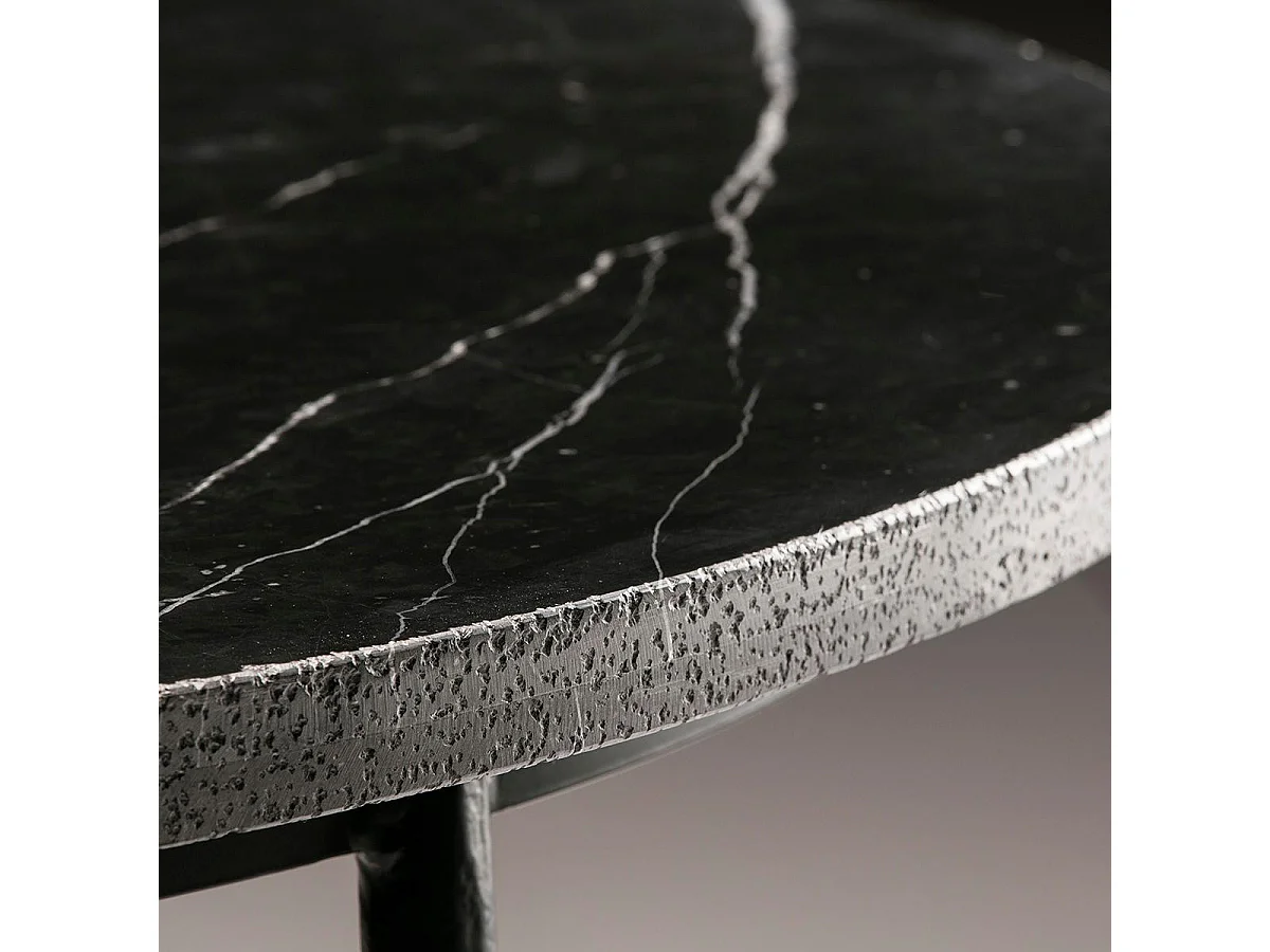 Table de cuisine ronde marbre et pieds métal noir D 125cm
