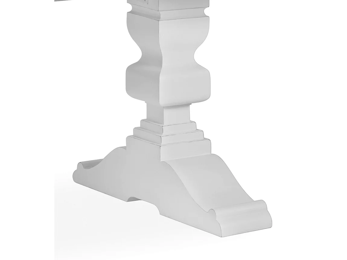 Table à manger provençale bois massif de mindi blanc et marron Kirest 200cm