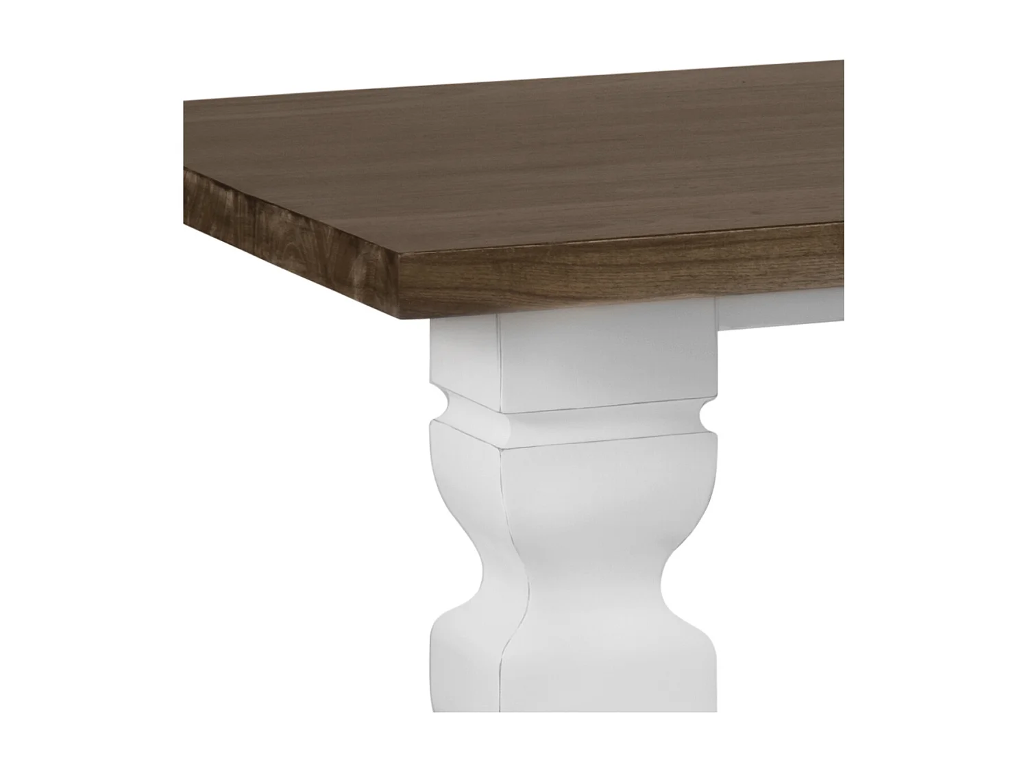 Table à manger provençale bois massif de mindi blanc et marron Kirest 200cm