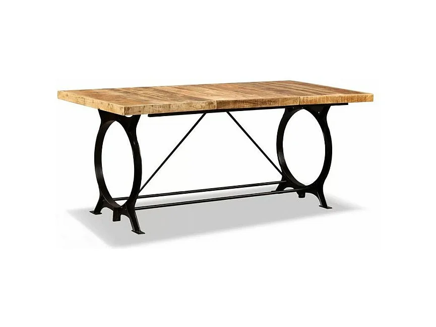 Table à manger manguier massif clair et pieds métal noir Sala 180cm