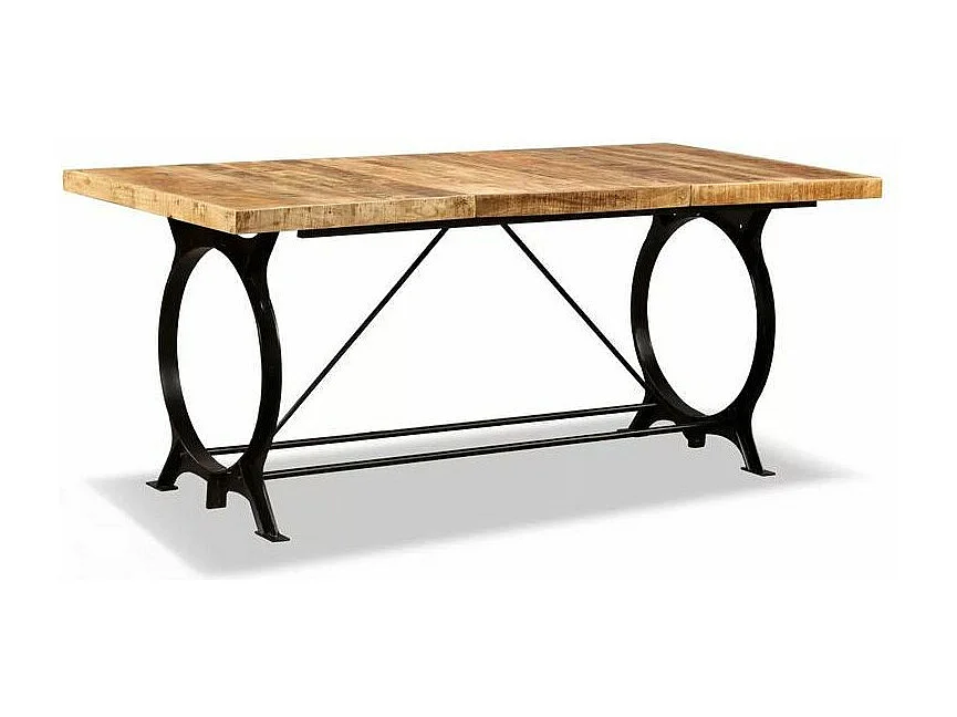 Table à manger manguier massif clair et pieds métal noir Sala 180cm
