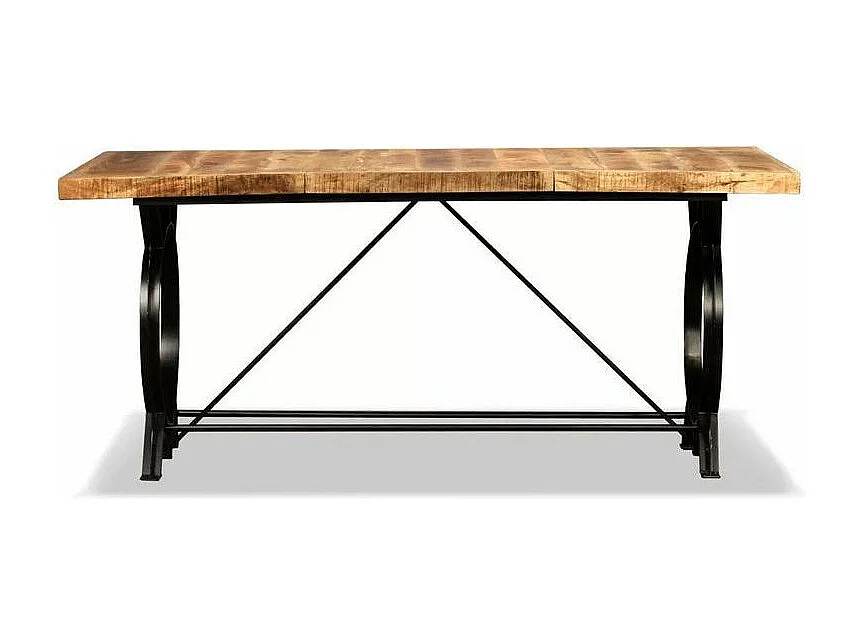 Table à manger manguier massif clair et pieds métal noir Sala 180cm