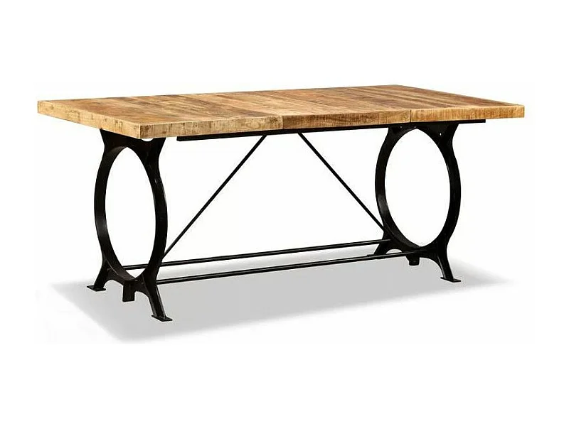 Table à manger manguier massif clair et pieds métal noir Sala 180cm