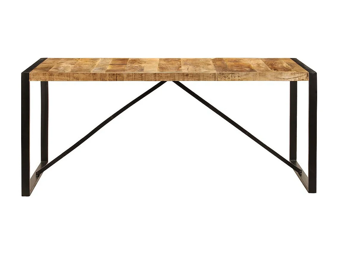 Table à manger bois de manguier massif et pieds acier noir Vinck 180cm
