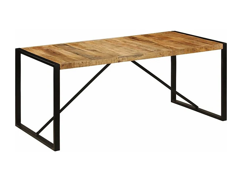 Table à manger bois de manguier massif et pieds acier noir Vinck 180cm