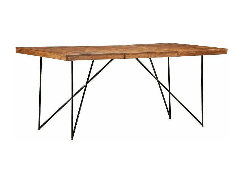 Table à manger acacia massif foncé et pieds métal noir Ilter 180cm