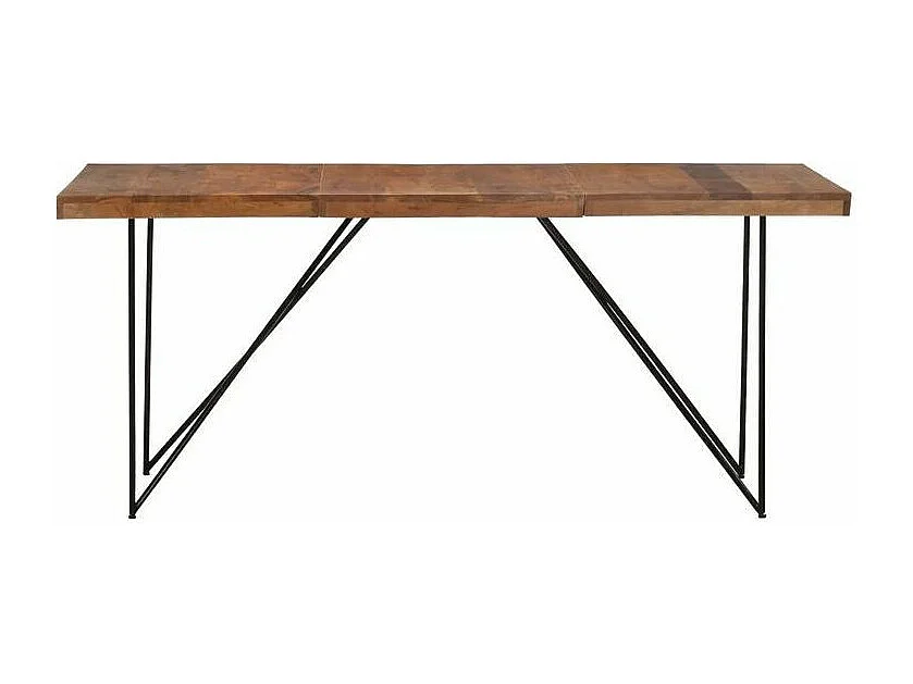 Table à manger acacia massif foncé et pieds métal noir Ilter 180cm
