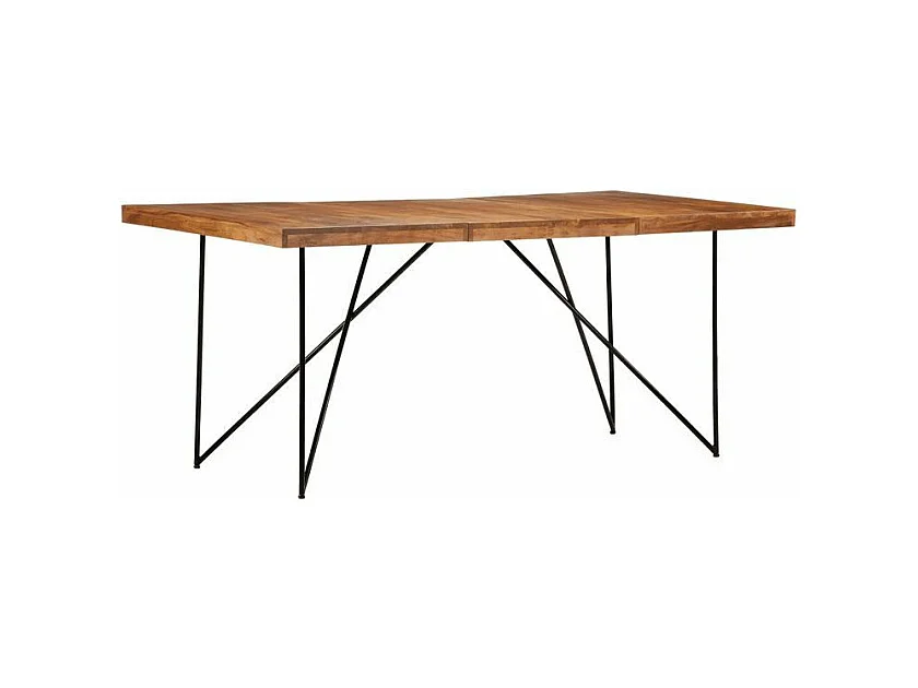 Table à manger acacia massif foncé et pieds métal noir Ilter 180cm