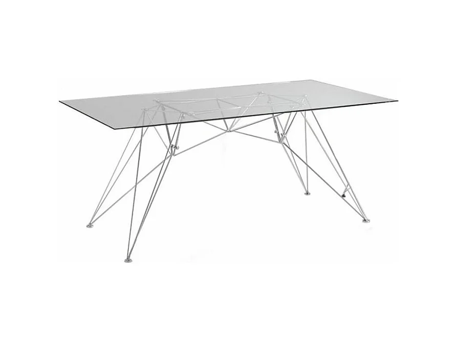 Table rectangle en acier et verre trempé Cyndi L 180cm