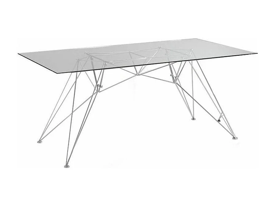 Table rectangle en acier et verre trempé Cyndi L 180cm