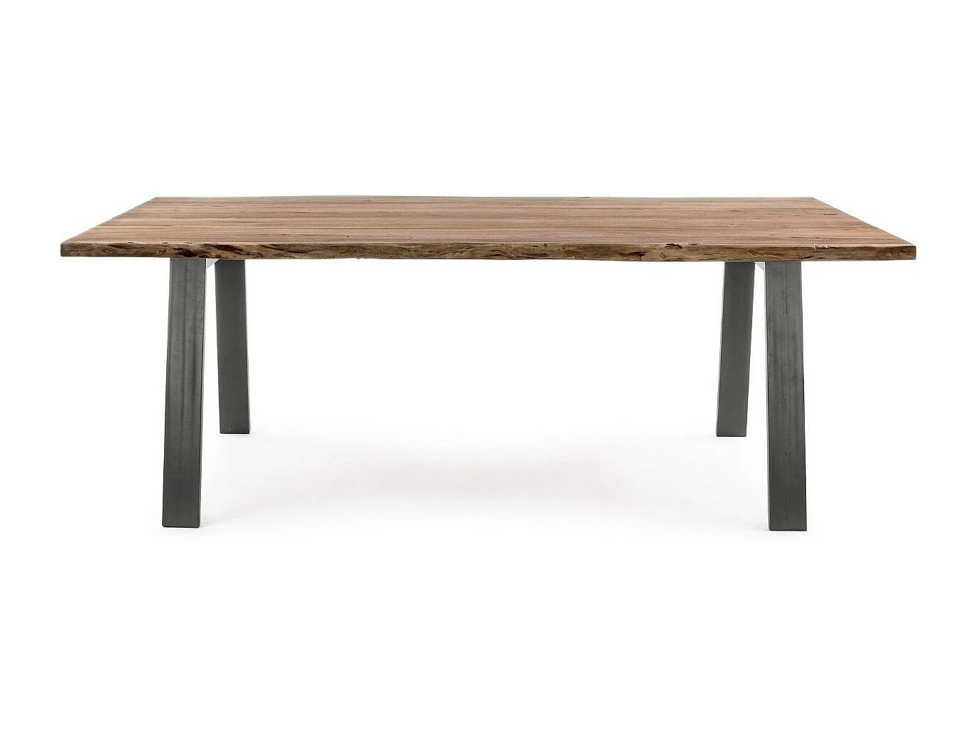 Table à manger 10 places bois d'acacia et pieds acier gris Denia 200cm