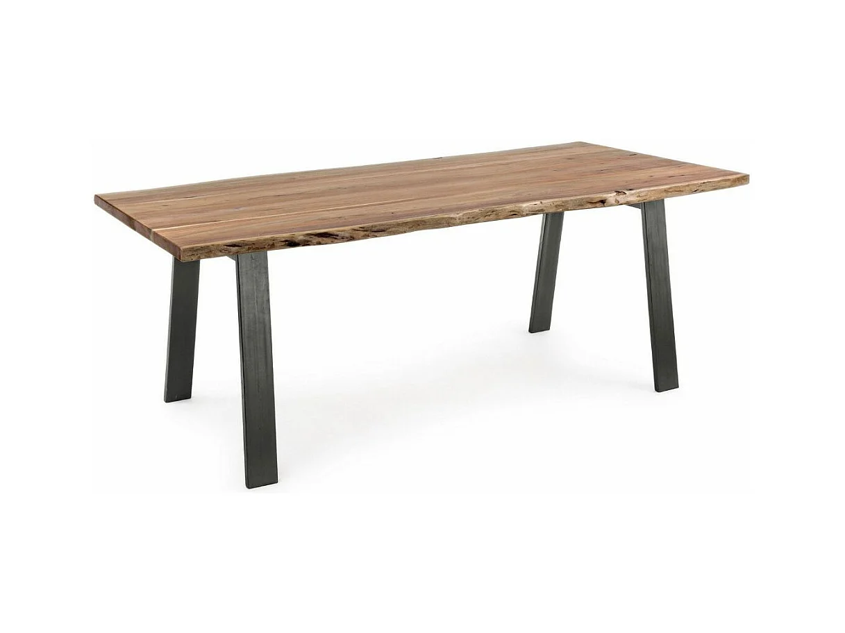 Table à manger 10 places bois d'acacia et pieds acier gris Denia 200cm