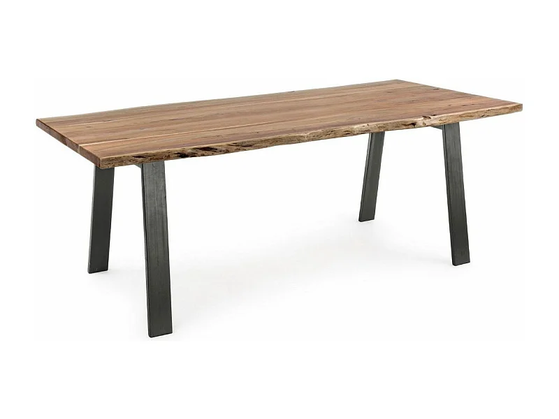 Table à manger 10 places bois d'acacia et pieds acier gris Denia 200cm