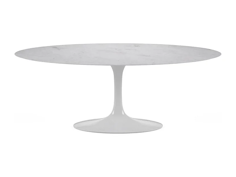 Hoogwaardige ronde marmeren tulpentafel-Plateau Carrarawit marmer-Diameter 160cm-Baseren Briljant wit